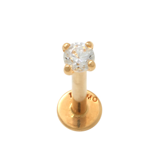 14K Solid Gold Cubic Zirconia Ear Piercings