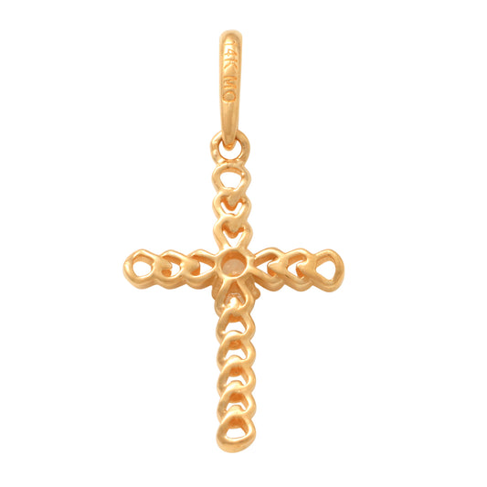 14K Solid Gold Cubic Zirconia Cross Pendants