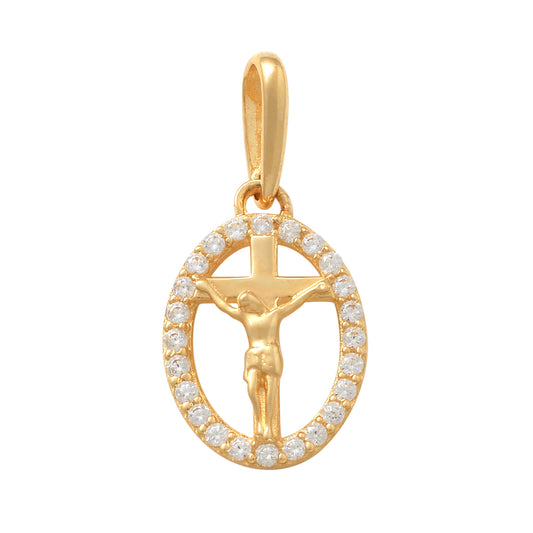 14K Solid Gold Cubic Zirconia Jesus Pendants