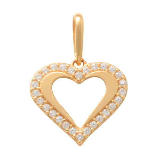 14K Solid Gold Cubic Zirconia Heart Pendants