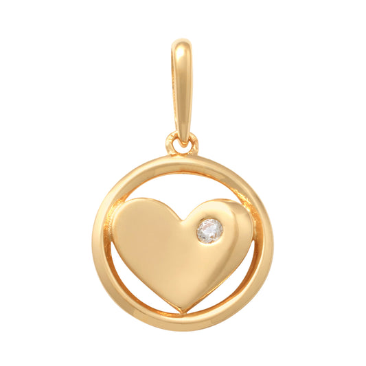 14K Solid Gold Cubic Zirconia Heart Pendants