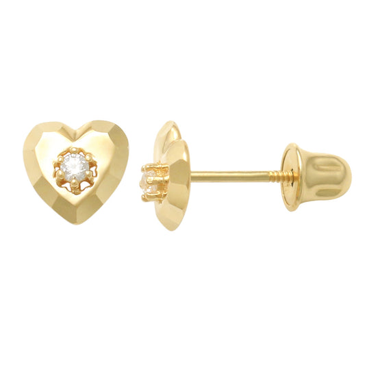 14K Solid Gold Cubic Zirconia Baby Earrings